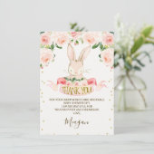Pink Bunny Rabbit Baby shower Bedankt Card Kaart (Staand voorkant)