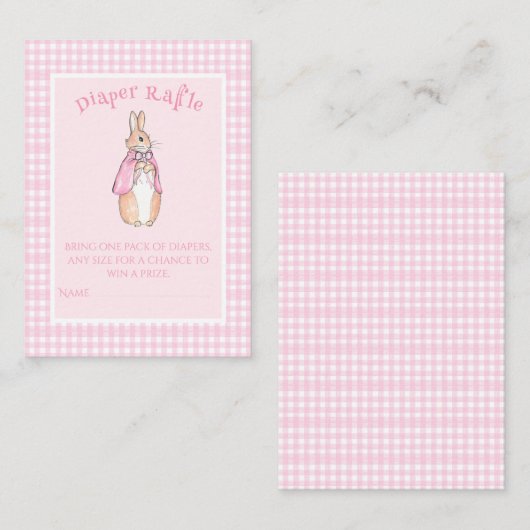 Pink Bunny Rabbit Diaper Raffle Baby shower Informatiekaartje (Voorkant / Achterkant)
