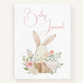 Pink Bunny Rabbit Fancy Script Baby Notitieboek (Voorkant)