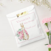 Pink Bunny Rabbit Floral Baby shower Bedankzakje (Gezegeld)