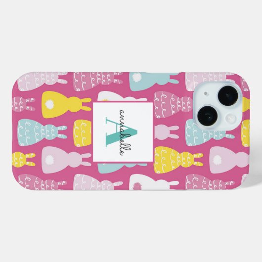 Pink Bunny Rabbit patroon Case-Mate iPhone Case (Achterkant (horizontaal))