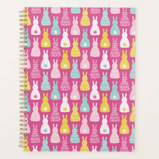 Pink Bunny Rabbit Pattern Planner (Voorkant)