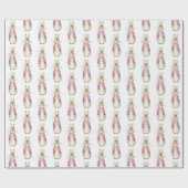 Pink Bunny Rabbit Waterverf Baby shower Cadeaupapier (Vlak)