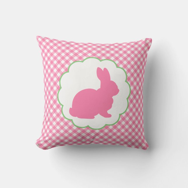 Pink Bunny Silhouette Kussen (Voorkant)