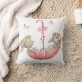 Pink Bunny Umbrella Boho Baby Girl Nursery Pillow Kussen (Deken)