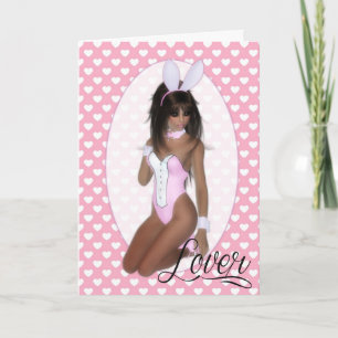 Pink Bunny Woman Happy Valentine d3 Carte de voeux