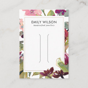 PINK BURGUNDY BLUSH FLORAL HAIR CLIP DISPLAY CARD VISITEKAARTJE