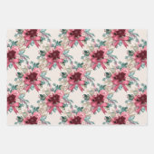 PINK BURGUNDY CHRISTMAS WATERVERF FLOWERS INPAKPAPIER VEL (Voorkant 2)