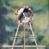 Pink Burgundy Floral Photo Wedding Welcome Sign (Neutre)