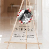 Pink Burgundy Floral Photo Wedding Welcome Sign Acryl Bord
