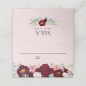 Pink Burgundy Marsala Waterverf Floral (Buitenkant ongevouwen)