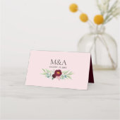 Pink Burgundy Marsala Waterverf Floral (Achterkant)