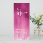 Pink burgundy red modern huwelijksmenu menu (Staand voorkant)
