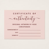 Pink Burgundy Script Certificat d'authenticité (Devant)