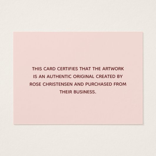Pink Burgundy Script Certificat d'authenticité (Dos)