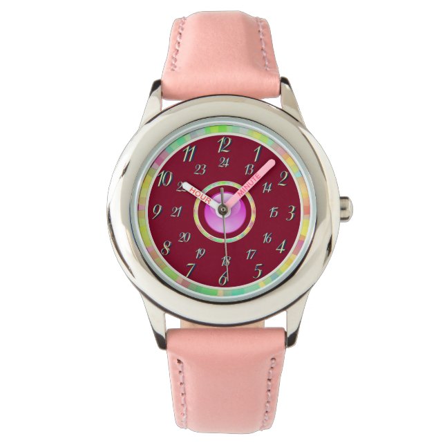 Pink Burgundy Watch Horloge (Voorkant)