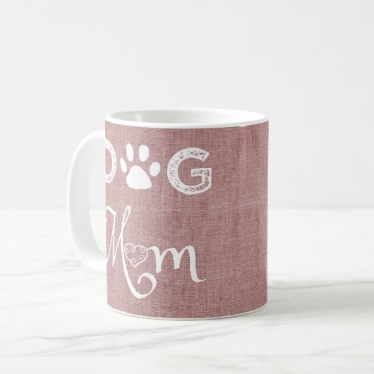Pink Burlap Chien Maman Café Mug (Devant gauche)