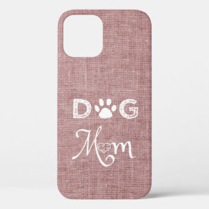 Pink Burlap Chien Maman coque iphone