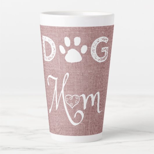 Pink Burlap Chien Maman Latte Mug (Devant)