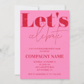 Pink Business-feestuitnodiging Laten we het vieren Kaart (Voorkant)