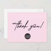 Pink Business Klantwaardering Handlettering Briefkaart (Voorkant / Achterkant)