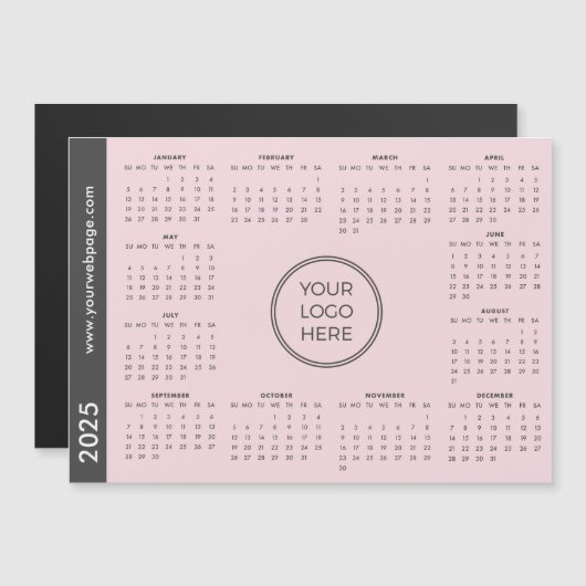 Pink Business Logo 2025 Magnetische Kalender (Voorkant / Achterkant)