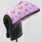 Pink butterflies and flowers pattern golfheadcover (3/4 voorkant)