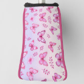 Pink butterflies and flowers pattern golfheadcover (Draai 90)