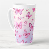 Pink butterflies and flowers pattern latte mok (Linkerhoek)