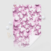Pink Butterflies Personalized Golf Towel Golfhanddoek (Insitu)