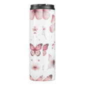 Pink Butterflies Thermosbeker (Achterkant)