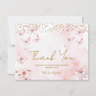 Pink Butterfly Baby shower Bedankt Card