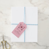 Pink Butterfly Baby Shower Cadeaulabel (Met Touw)