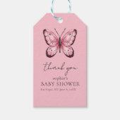 Pink Butterfly Baby Shower Cadeaulabel (Voorkant)