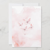 Pink Butterfly Birthday Girl Invitation Kaart (Achterkant)