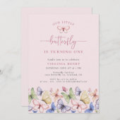 Pink Butterfly Birthday Kaart (Voorkant / Achterkant)