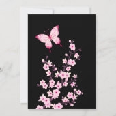 Pink Butterfly Cherry Blossom Black Kaart (Achterkant)