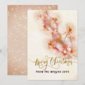 Pink Butterfly Christmas Glitter Feestdagenkaart (Voorkant / Achterkant)