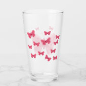 Pink Butterfly Cute Minimal Illustration Glas (Achterkant)