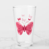 Pink Butterfly Cute Minimal Illustration Glas (Voorkant)