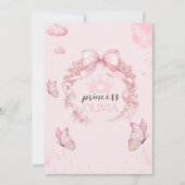 Pink Butterfly Eerste Verjaardag Uitnodiging voor (Voorkant)