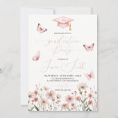 Pink Butterfly Floral Graduation Invitation (Devant)