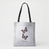 Pink Butterfly Floral Personalized Canvas tas (Voorkant)