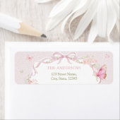 Pink Butterfly Floral Return Address Label (Insitu)