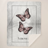 Pink Butterfly Floral Specialized Sherpa Blanket Deken (Voorkant)