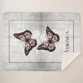 Pink Butterfly Floral Specialized Sherpa Blanket Deken (Voorkant (horizontaal))