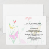 Pink Butterfly Garden Faire-part bébé (Devant / Derrière)