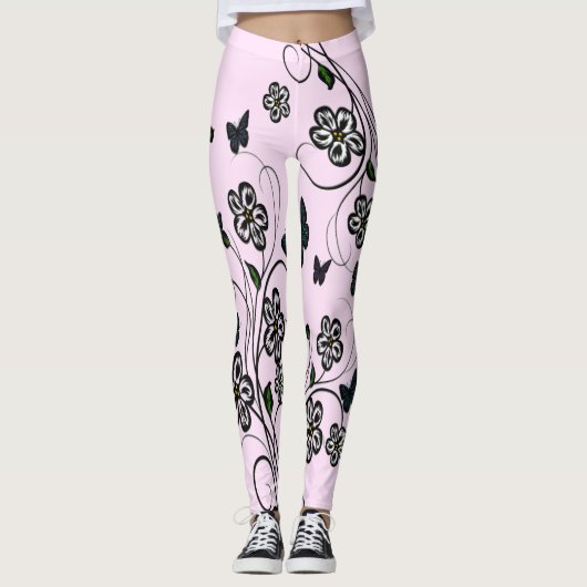 Pink Butterfly Garden Leggings (Voorkant)