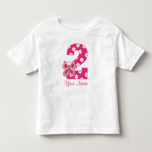 Pink Butterfly gepersonaliseerd Shirt voor de 2e v (Voorkant)