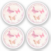 Pink Butterfly Kisses en Baby Wishes Baby shower Sticker (Voorkant)